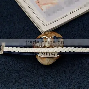 NEW Infinity Dream Skull Wings Friendship Antique Silver Leather Charm Bracelet thumbnail-2