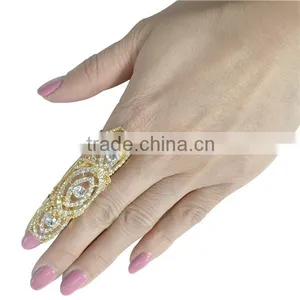 Wholesale Gothic Fashion Women Knuckle Band Crystal Double Finger Ring thumbnail-4