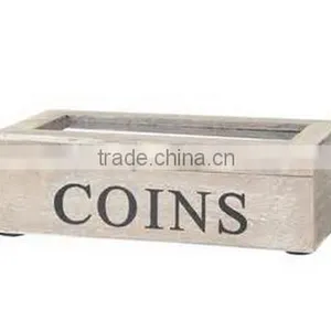 COINS WOODEN BOX WITH GLASS thumbnail-1