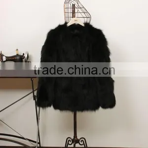 New Fashion Black High Quality Sex Fox Fur Coat Woman thumbnail-4