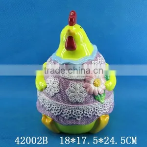 Easter Decoration Ceramic Storage Jar With Cock Figurine thumbnail-4