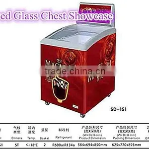 Top Curved Sliding Glass Door Chest Freezer Display Freezer thumbnail-4