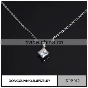 Pink Color Single Stone Pendant Necklace/silver Plated Classic Design thumbnail-6