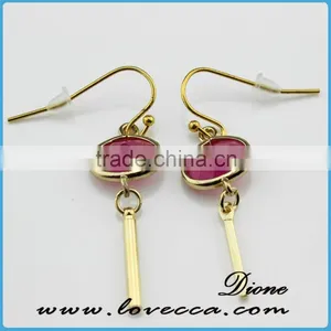 Alloy Copper New Coming Glass Stone Earrings thumbnail-3