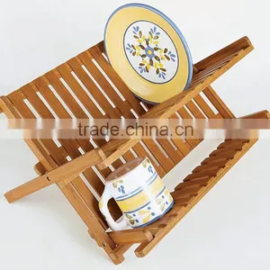 BH002/ Unique Foldaway Counter Kitchen Decor Bamboo Folding Dish Drying Stainless Steel Utensil Rack thumbnail-1
