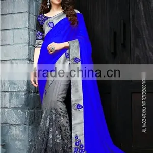 Designer Velvet Blouse and Red and Black Color Womaniya Designer Sarees Collections thumbnail-3