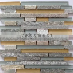 Golden Honey Slate Mosaic and Glass Mosaic thumbnail-1