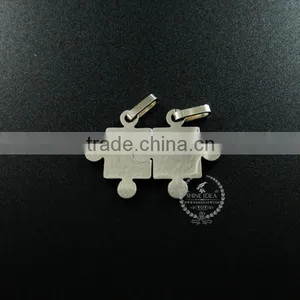 18*23mm/22*23mm 316L Stainless Steel Lovers' Puzzle Couple Pieces Charm for Custom Name Words Engraving Laser DIY Charm 1820278 thumbnail-1