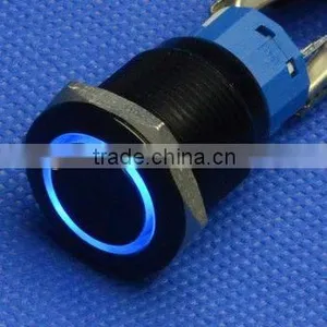 QN19-C1 19mm 12V Blue Led Angel Eye Metal Momentary Black Car Switch thumbnail-1