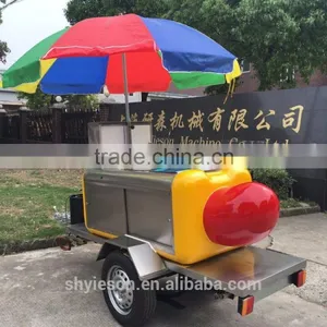 2.2m Long Hot Dog Fast Food Trailer / Kebab Grill Mobile Food Cart / Stainless Steel Material Cargo Box Food Kiosk Design thumbnail-1