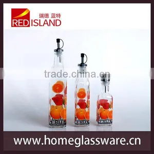 Square Glass Dispenser for Oil and Vinegar With Stopper thumbnail-3