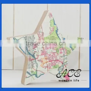 Personalized Wooden World Map Star Sahpe Map Pattern Map Star thumbnail-1