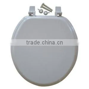 17" White Molded Wooden Toilet Seat, White MDF Moulded Wood Toilet Seat Cover, 17" Molded Wooden Toilet Seat thumbnail-1