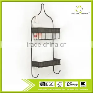 Wall Mounted Shampoo Rack With Two Hooks thumbnail-1