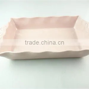 Stocklot Light Glaze Rectangular Shape Ceramic Bakeware With Handles thumbnail-2