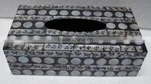 High Quality Brown White Mother of Pearl Rectangle Tissue Box thumbnail-1
