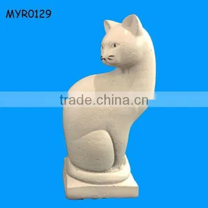 White Cat Garden Concrete Statue for Outdoor Decoration thumbnail-2