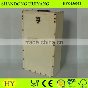 Cheap Custom Natural Wooden Wine Box for Double Bottles thumbnail-1