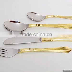 Gold Plated Stainless Steel Fancy Handmade Cutlery Set for Sale thumbnail-1