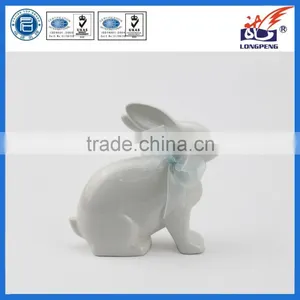 Adorable Sitting Rabbit Easter Bunny With Decorative Bow Ceramic Figurine thumbnail-1