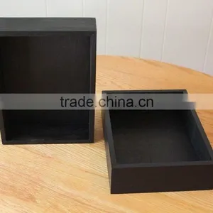 Wooden Box Wedding Centerpiece Black Box Flower Planter 12"x9"x3" thumbnail-3