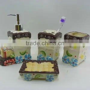 Newest Ice Cream Ceramic Bathroom Accessories Set thumbnail-1