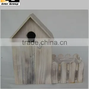 Bird House Heat Treatment Wooden Flower Planter thumbnail-1