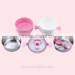 1.2L Round Shape SS Two Layers Keep Warm Lunch Box With Handle thumbnail-5