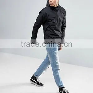 2017 Best Price High Quality Overhead Design Durable Hooded Funnel Collar 100% Polyester Black Casual MenJacket thumbnail-4