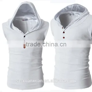 Men Cotton Hoodie Vest Custom Fit Running T-shirt With Sleeveless thumbnail-4