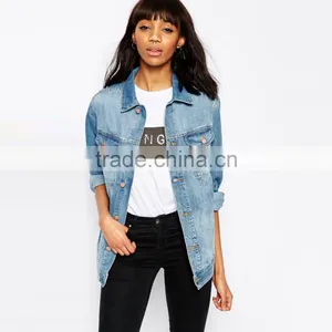 Denim Jacket Vintage Women's Lady Jacket Long Sleeve Jacket thumbnail-1