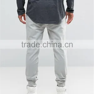 Mens Cotton/Polyester Sweatpants With Side Pockets Plain Skinny Drawstring Joggers In Gray thumbnail-2