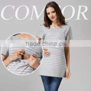 Pregnant Woman Shirts Breastfeeding Tops Wholesale Strips Maternity T-shirts thumbnail-6