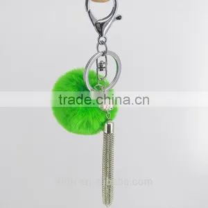 2017 Cute Rabbit Faux Fur Ball Key Chain Metal Tassel Fur Ball Keychain Bag Charms 115 thumbnail-4