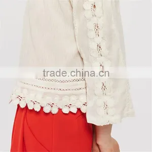 Factory Direct Sale Boho Style off Shoulder Crochet Long Sleeve Female Tops thumbnail-5