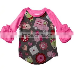 Wholesale Girls Valentine's Day 3/4 Sleeve Ruffle Raglan Baby Icing Ruffle Top thumbnail-2