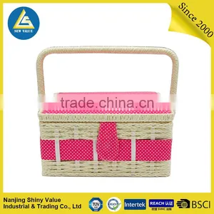 Household Sundries Storage Basket With Handle and Removable Plastic Tray thumbnail-1