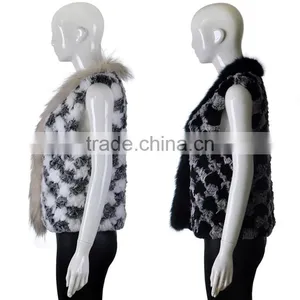 YR285 Knitted Rabbit Fur With Raccoon Collar/Hot Sale New Sytle 2016 thumbnail-3