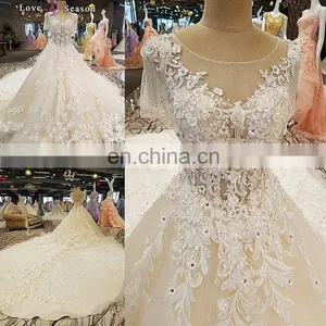 LS00272 Appliques Elegant Traditional Chinese Lace Casual Dress Short Sleeve Wedding Dresses Suzhou thumbnail-1