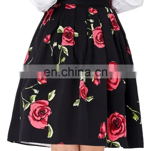 Grace Karin Women Pleated Vintage Cotton Floral Print Skirt CL6294-19 thumbnail-4