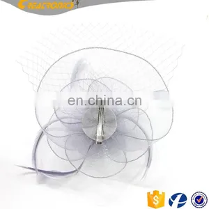 High Quality Elegant Design Rose Flower Handcraft Fascinator Hats With Veil Bridal Hair Accessories thumbnail-2