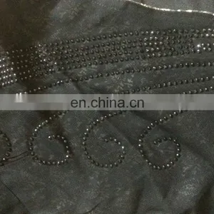 Black Colour Lycra (Stretchable) With Printed Satin & Net / Latest Fashionable Diamond Stone Work Stylish Burkha (dubai Abaya) thumbnail-3
