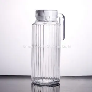 HOT SELLING 1.1L CLEAR GLASS WATER JUG WITH HANDLE AND PLASTIC COVER LID FOR DAILY TABLEWARE thumbnail-2