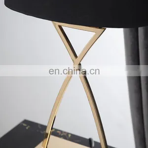 Accept OEM Custom Bedside Art Decoration Black Lampshade Warm Metal Modern Desk Lamp thumbnail-3