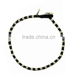 Black String Woven Bracelet With Alloy Metal Bar thumbnail-5