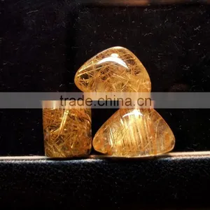 Natural Rutile Cabochon Gemstone / Golden Rutile Stone / Rutilated Quartz / thumbnail-1