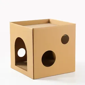 Custom Logo Cardboard Cat Corrugated Paper House Cat House and Scratcher Cat Scratching Board Kitten Paper Cattery thumbnail-1