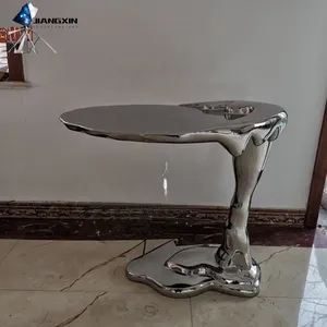 Liquid Stainless Steel Coffee Table - Mirror - Modern Interior Polished Water Ripple Design (sculpture Art Work) thumbnail-4