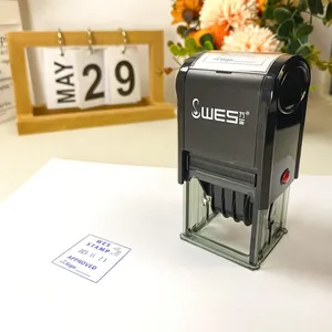 Self Inking Plastic Date Stamp 32x32mm Rectangle Adjustable Calendar Custom Logo for Office Documents and Daily Records thumbnail-2