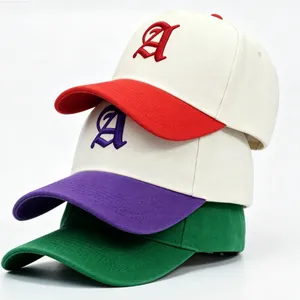Two Tone Color Baseball Caps Curved Brim Letter Embroidery Breathable Twill Fabric Casual Daily Street Outdoor Sun Hats For Adults thumbnail-1